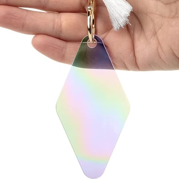 FREE SHIP - Blank Iridescent Acrylic Retro Motel Keychains - Set of 36 - Picture 1 of 9